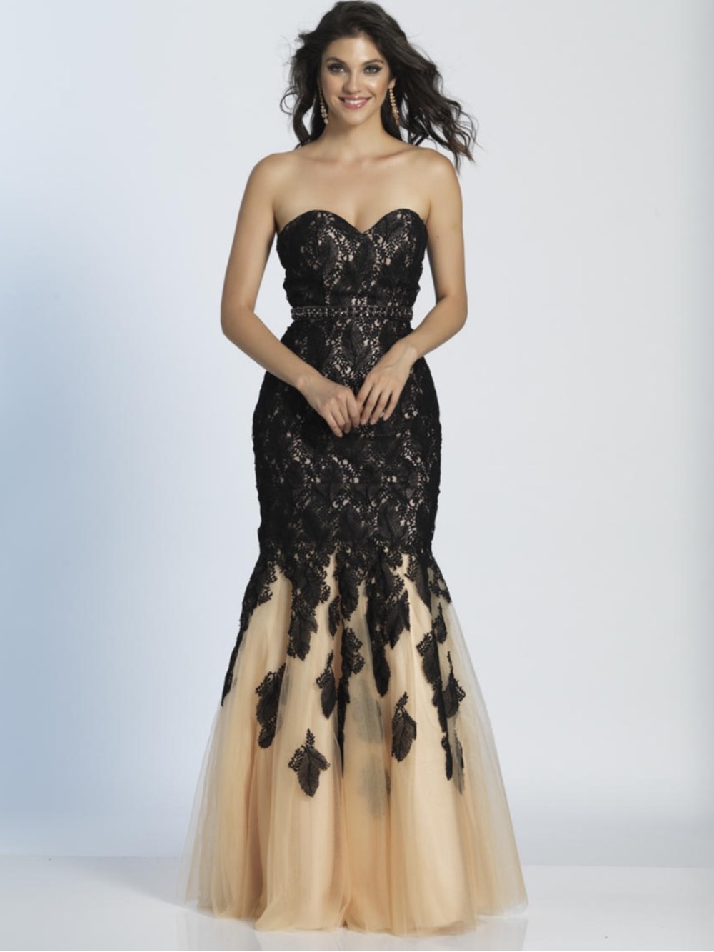 Dave & Johnny Floral Lace Tulle Mermaid Prom Dress Size 12‎